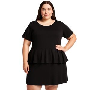 ASOS Curve - NWT Black Peplum Hem Short Sleeve Preppy Dress Sz 18 US / 22 UK